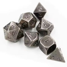 Charger l&#39;image dans la galerie, Brushed Steel Metal Dice Set for Dungeons &amp; Dragons
