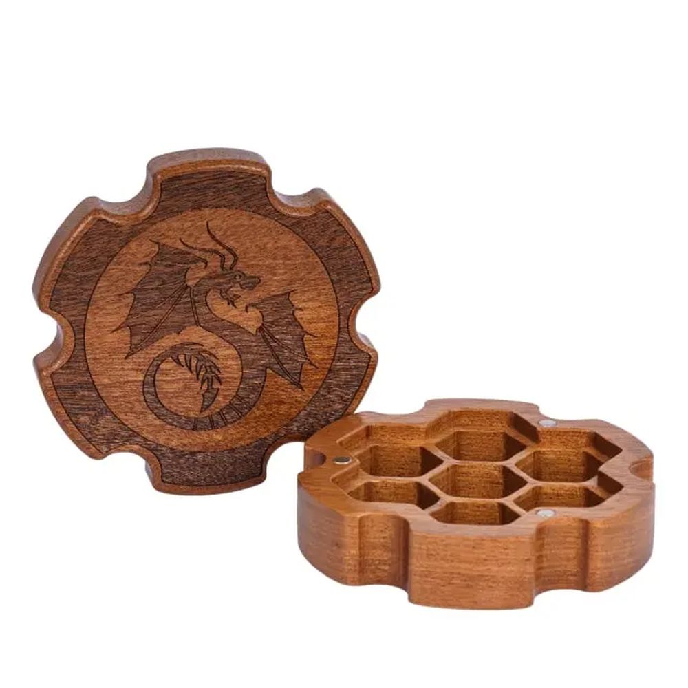 Gear-Shaped Wood Dice Box for Dungeons & Dragons