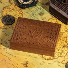 Load image into Gallery viewer, Engraved D20 Dice Wood Box for Dungeons &amp; Dragons
